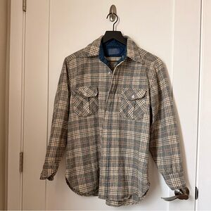 Pendleton Plaid Shirt Jacket - Beige and Blue